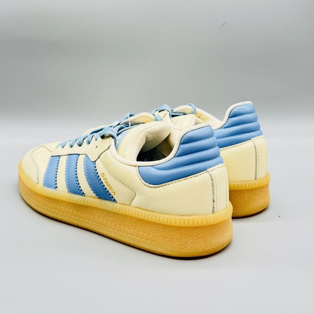 Adidas Originals Shoes Mens 8 White Blue Leather Samba Gum Sole Soccer Sneakers - Picture 5 of 11